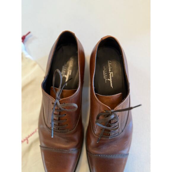 Salvatore Ferragamo Studio Mens Brown Leather Made in Italy Oxford Sz 8.5D Shoes - Picture 1 of 9